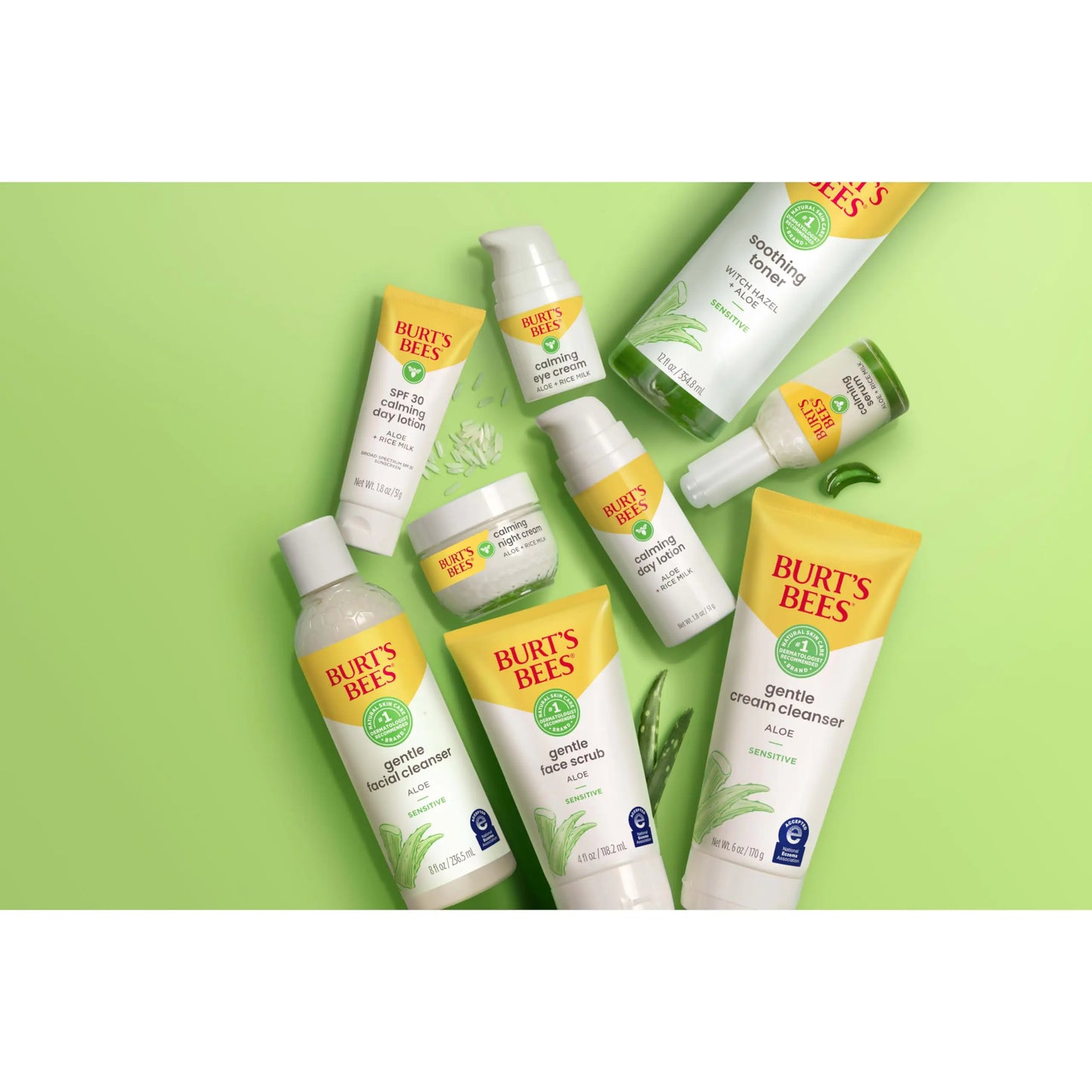Burt’s Bees Sensitive Skin Bundle, Gentle Cream Facial Cleanser with Aloe and Moisturizing Face Cream with Aloe and Rice Milk, Natural Origin Skincare, 6 oz./3 oz. Cream Cleanser + Moisturizing Cream Bundle