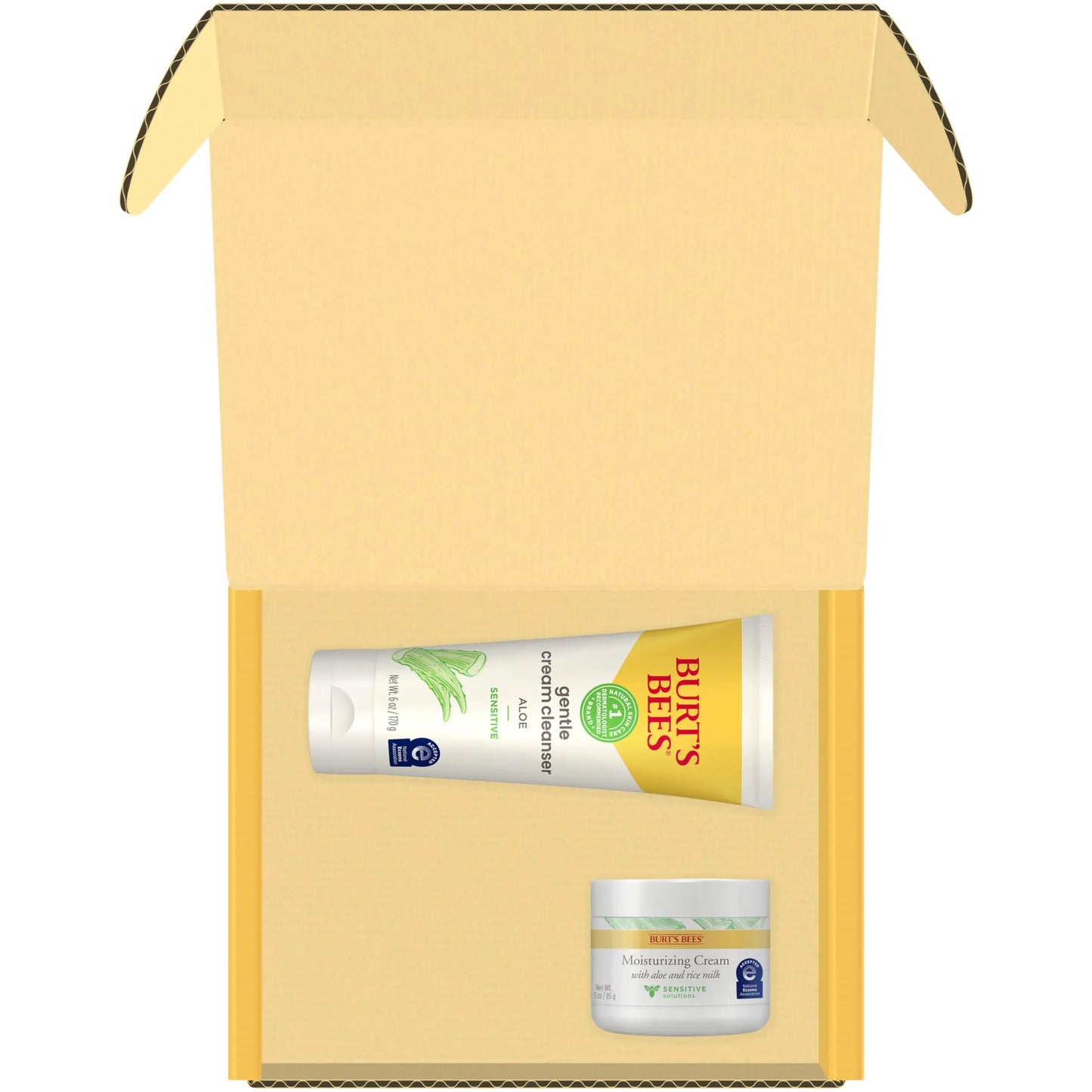 Burt’s Bees Sensitive Skin Bundle, Gentle Cream Facial Cleanser with Aloe and Moisturizing Face Cream with Aloe and Rice Milk, Natural Origin Skincare, 6 oz./3 oz. Cream Cleanser + Moisturizing Cream Bundle