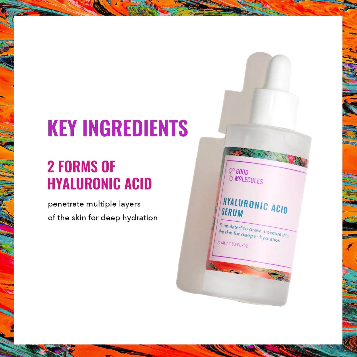 Good Molecules Hyaluronic Acid Serum - Hydration for Dry Skin to Moisturize, Plump, and Firm - 1% HA, Anti-aging Water-Based Skincare for Face 2.53 Fl Oz (Pack of 1)