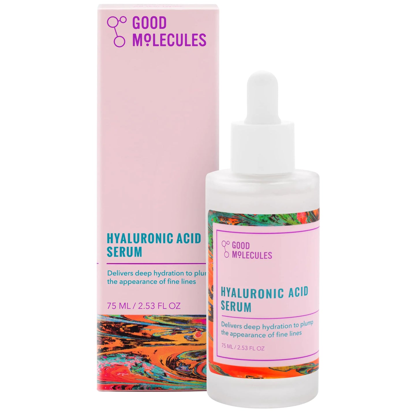 Good Molecules Hyaluronic Acid Serum - Hydration for Dry Skin to Moisturize, Plump, and Firm - 1% HA, Anti-aging Water-Based Skincare for Face 2.53 Fl Oz (Pack of 1)