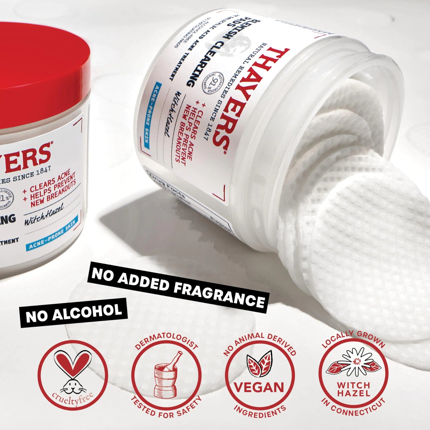 Thayers Blemish Clearing Acne Pads, Salicylic Acid Acne Treatment for Face, Pore Reducing, Exfoliating, and Soothing Skincare, Witch Hazel Toner Pads, 60 Ct 60 Count (Pack of 1)