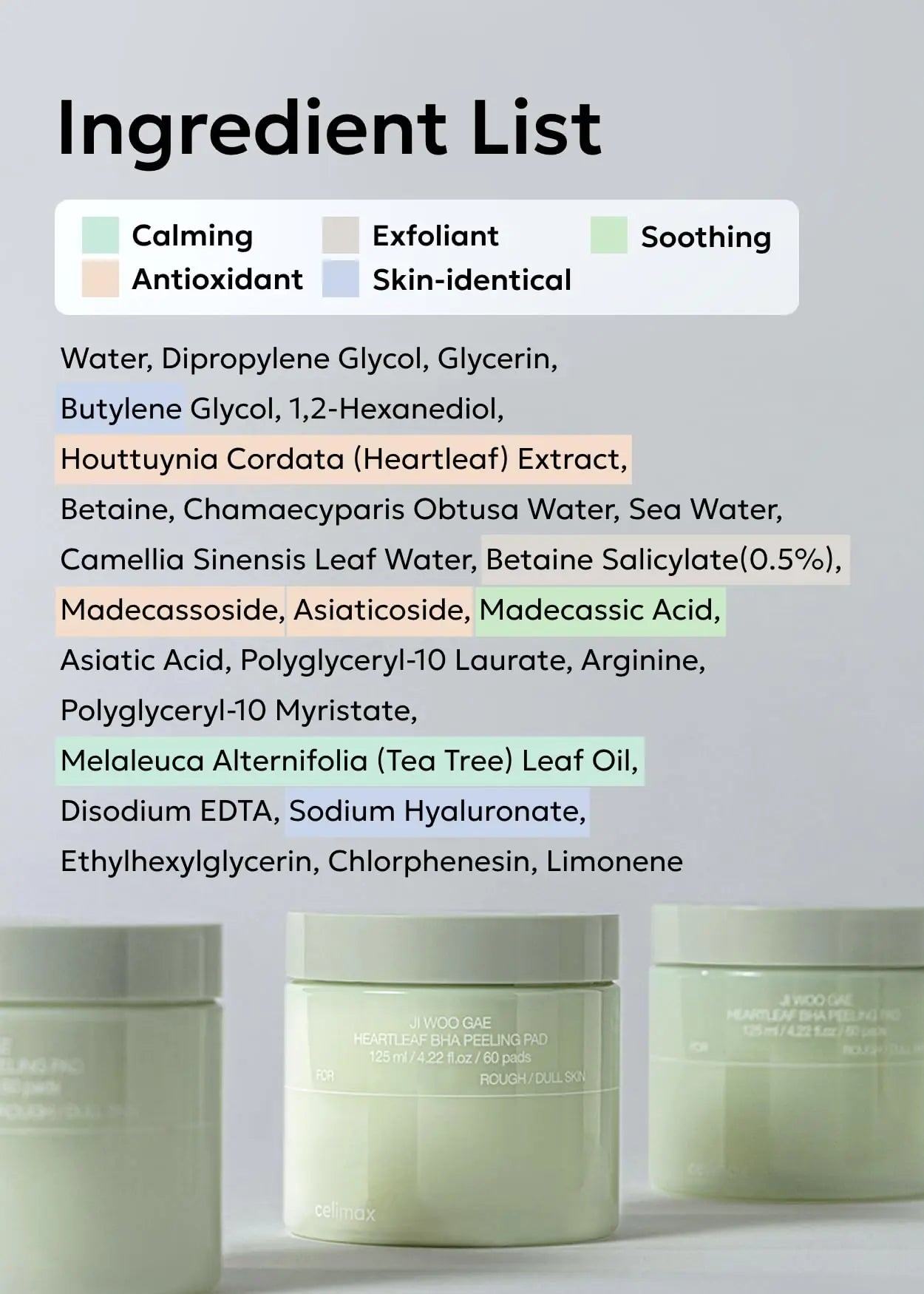 celimax Ji.Woo.Gae Heartleaf BHA Peeling Pad | with Heartleaf Extract, Exfoliating Toner Pads, Facial Peels, Hydrating, for Troubled Skin & Breakouts (60 Pads)