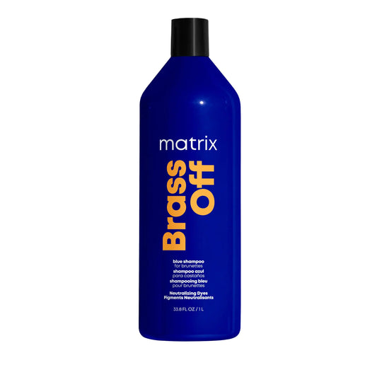 Matrix Brass Off Blue Shampoo | Refreshes & Neutralizes Brassy Tones | Color Depositing Shampoo | For Brassy Hair | For Color Treated Hair | Salon Shampoo | Packaging May Vary 33.8 Fl Oz (Pack of 1)