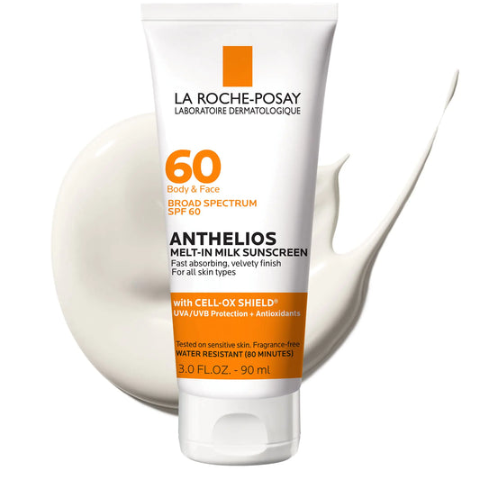 La Roche-Posay Anthelios Melt-In Milk Sunscreen SPF 60 | Sunscreen For Body & Face | Broad Spectrum SPF + Antioxidants | Oil Free Sunscreen Lotion | Lightweight & Fast Absorbing | Oxybenzone Free 3 Fl Oz (Pack of 1)